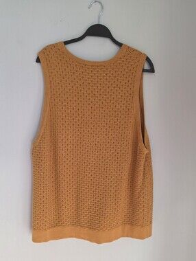 Todd Snyder Silk Cotton Knit Sweater Vest Men's XXL Mustard Gold Open Stitch